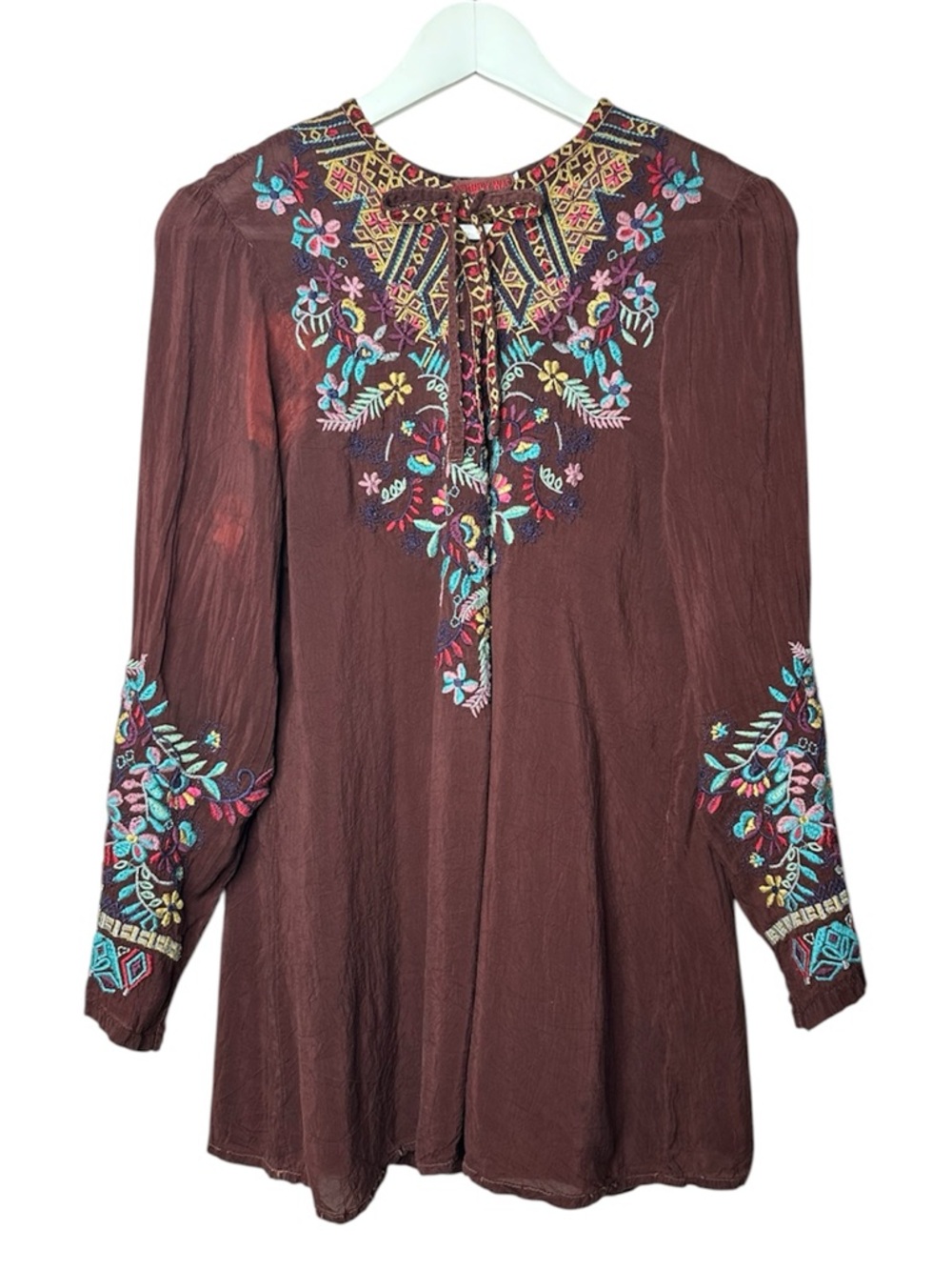 Johnny Was Bohemian Blouse Tunic Size Large FLAWED